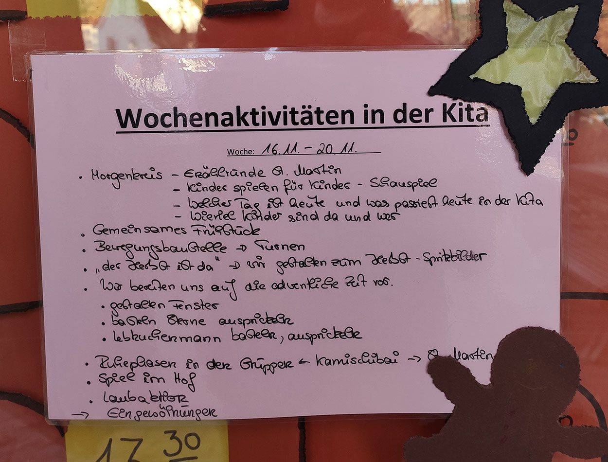 Aushang der Aktivitäten